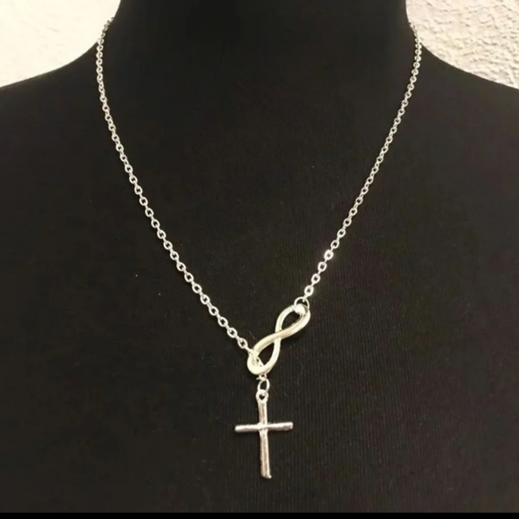Silver Infinity Cross Necklace - Picture 2 of 3